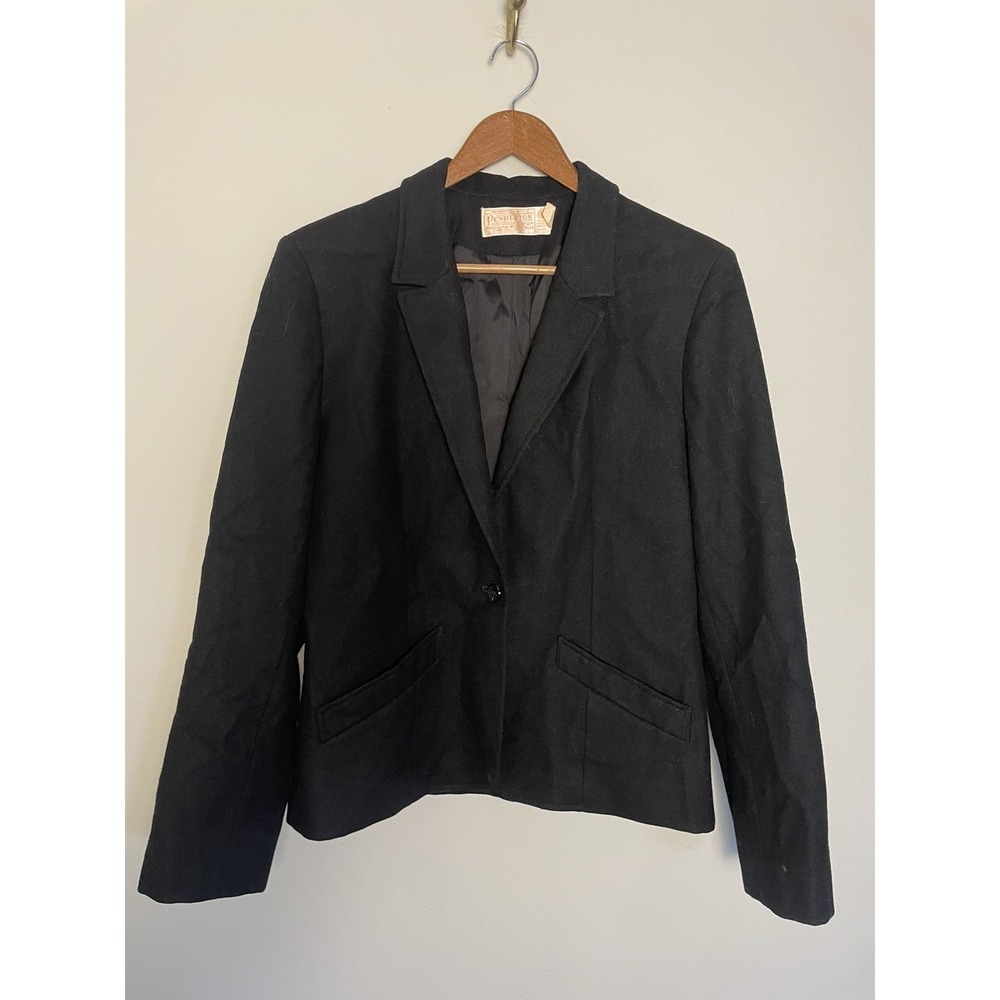 VTG Pendleton Woolmark Black Lined Blazer. Size Small. Front Pockets. Preppy.